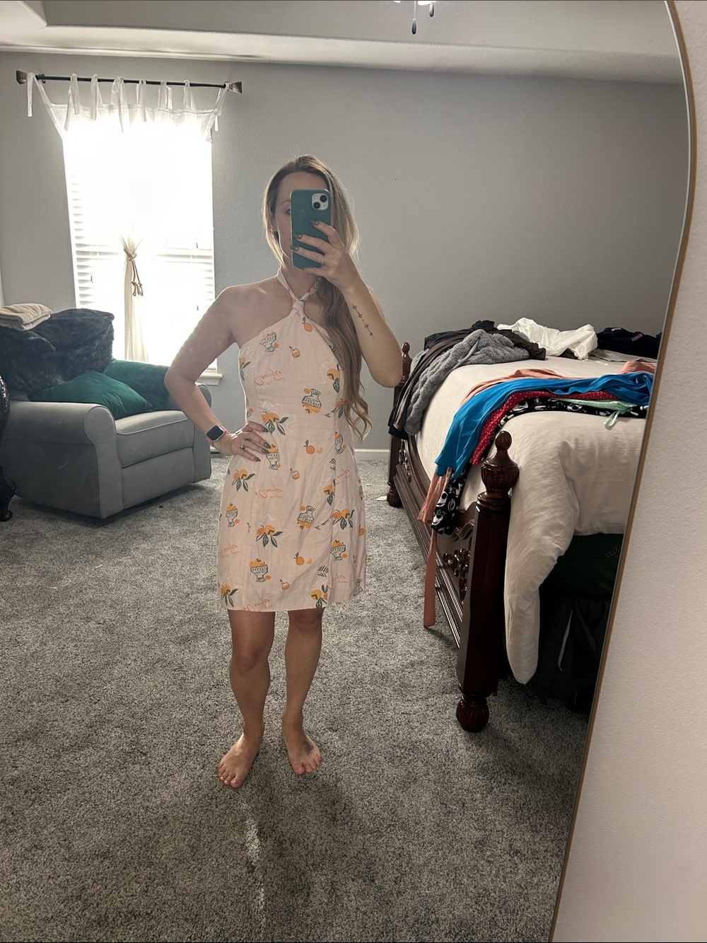 Citrus Print Halter Dress